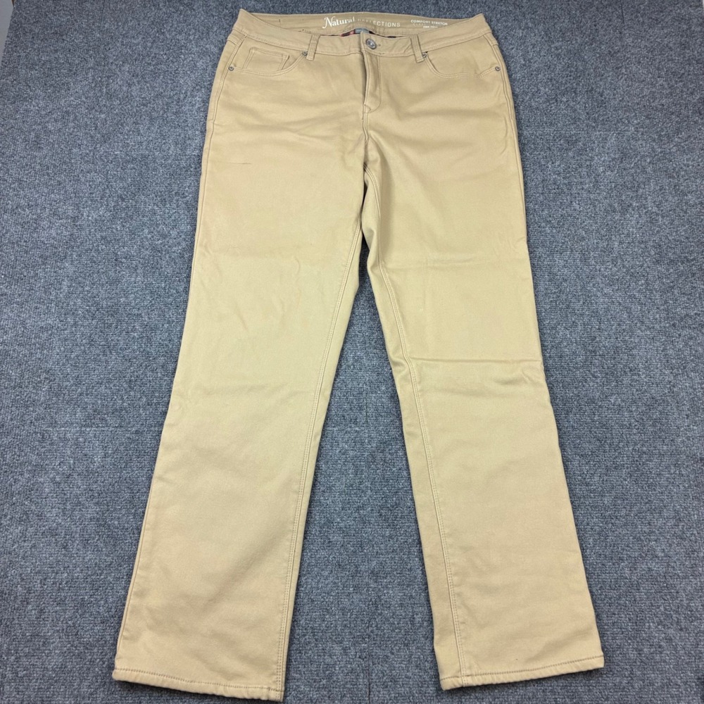 Natural Reflections Tan Flannel Lined Comfort Stretch Twill Pants Womens Size 12